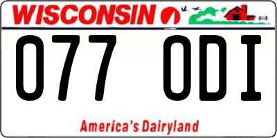 WI license plate 077ODI