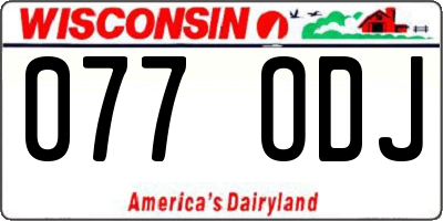 WI license plate 077ODJ