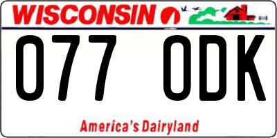 WI license plate 077ODK