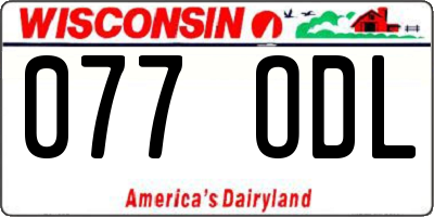 WI license plate 077ODL