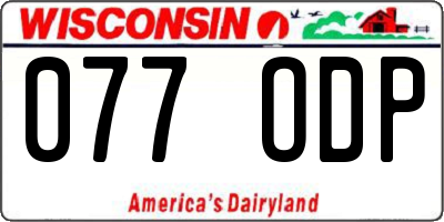 WI license plate 077ODP