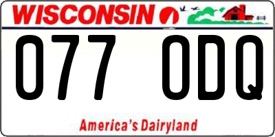 WI license plate 077ODQ