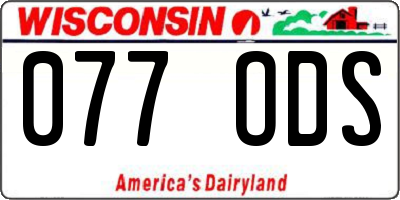 WI license plate 077ODS