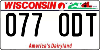 WI license plate 077ODT