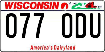 WI license plate 077ODU