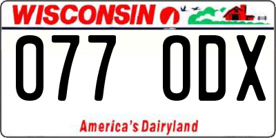 WI license plate 077ODX