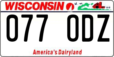 WI license plate 077ODZ