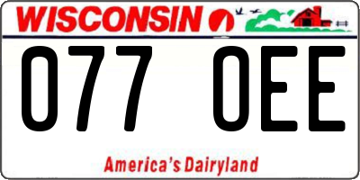 WI license plate 077OEE