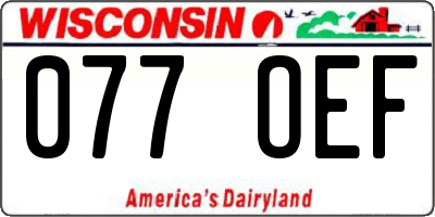 WI license plate 077OEF