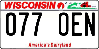 WI license plate 077OEN