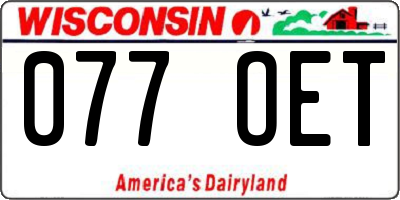 WI license plate 077OET
