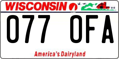 WI license plate 077OFA
