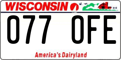 WI license plate 077OFE