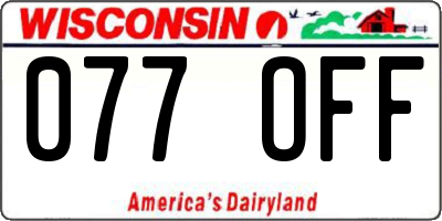 WI license plate 077OFF
