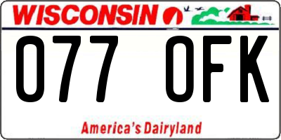 WI license plate 077OFK