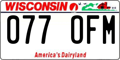 WI license plate 077OFM