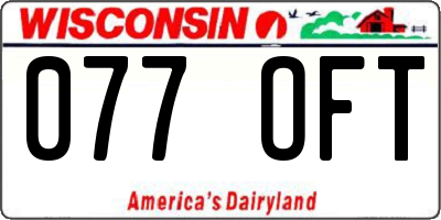 WI license plate 077OFT