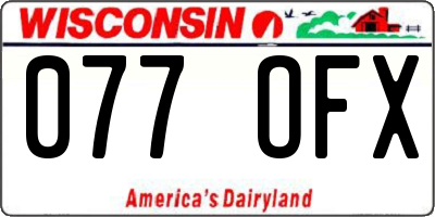 WI license plate 077OFX