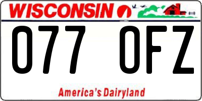 WI license plate 077OFZ