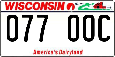 WI license plate 077OOC