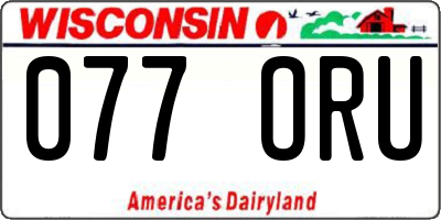 WI license plate 077ORU
