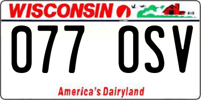 WI license plate 077OSV