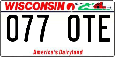 WI license plate 077OTE