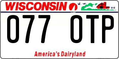 WI license plate 077OTP