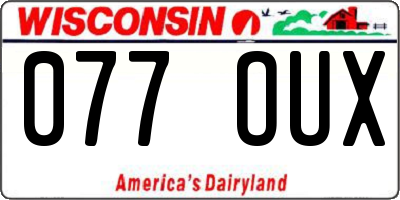 WI license plate 077OUX
