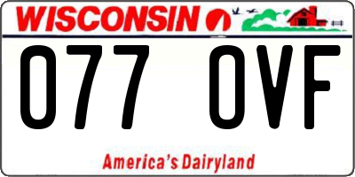 WI license plate 077OVF