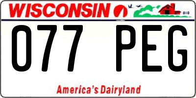 WI license plate 077PEG