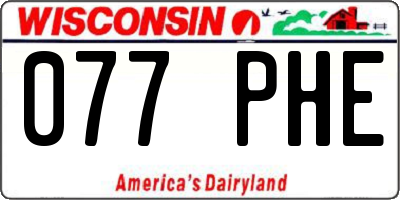 WI license plate 077PHE