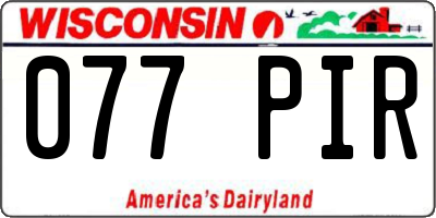 WI license plate 077PIR