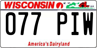 WI license plate 077PIW