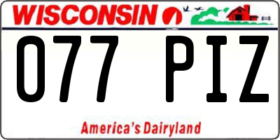 WI license plate 077PIZ