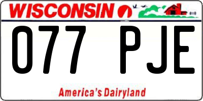 WI license plate 077PJE