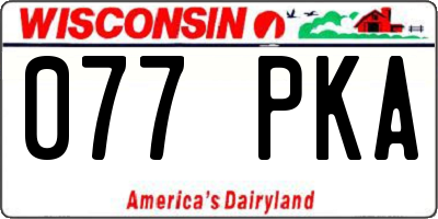 WI license plate 077PKA