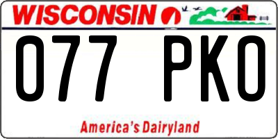 WI license plate 077PKO