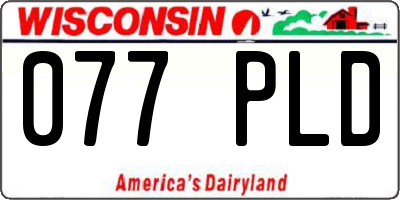 WI license plate 077PLD