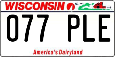 WI license plate 077PLE