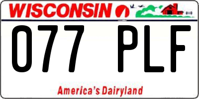 WI license plate 077PLF