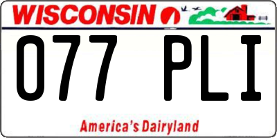 WI license plate 077PLI
