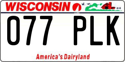 WI license plate 077PLK