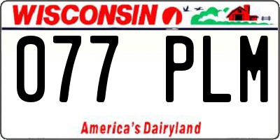 WI license plate 077PLM