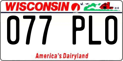 WI license plate 077PLO