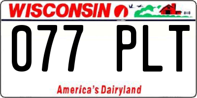 WI license plate 077PLT