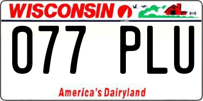 WI license plate 077PLU