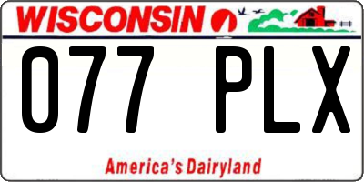WI license plate 077PLX