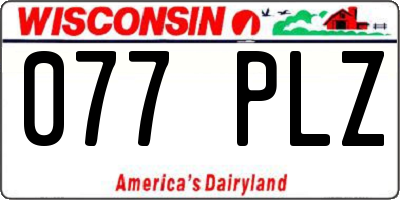 WI license plate 077PLZ