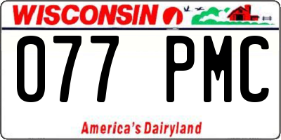 WI license plate 077PMC